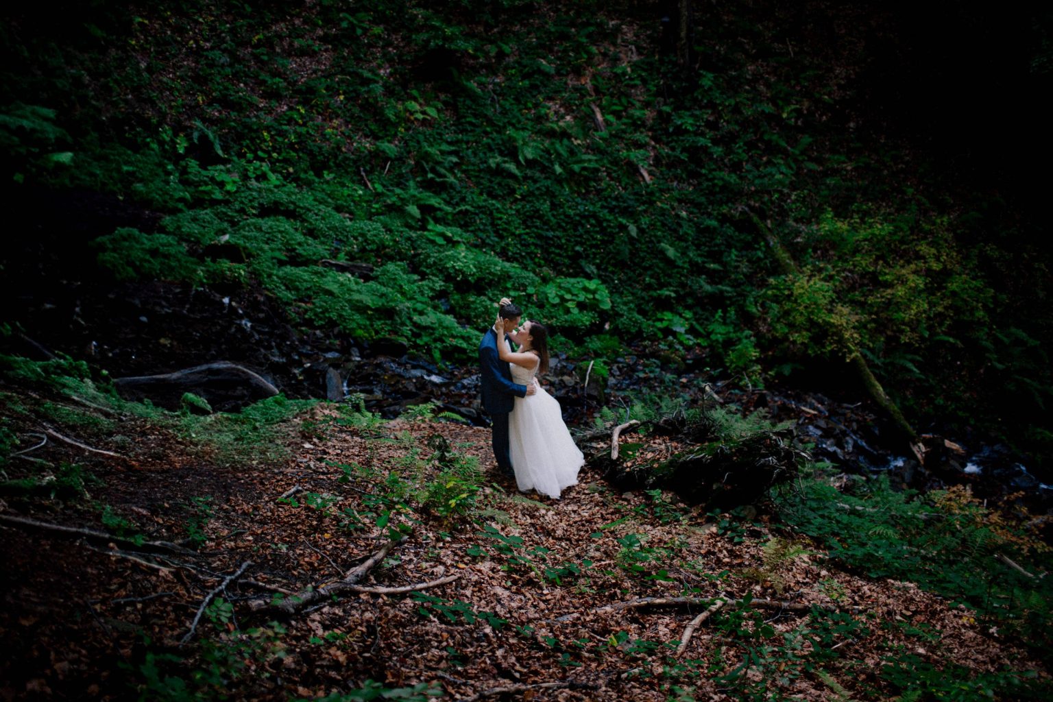 Iza and Tomasz during a wedding session in the Bieszczady Mountains